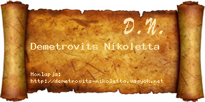 Demetrovits Nikoletta névjegykártya